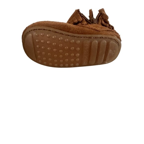 Minnetonka Brown Fringe Suede Baby Booties Size 3 Moccasins Western Style - Picture 9 of 11